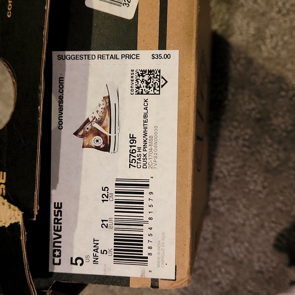 Converse Dusk pink white black  CTAS HI size 5 - Picture 7 of 7